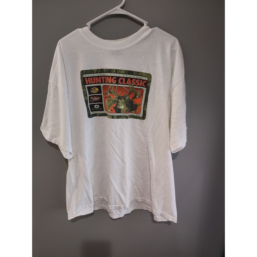 Vintage RedHead Bass Pro Shops Hunting Classic 2001 Graphic T-Shirt White XXL